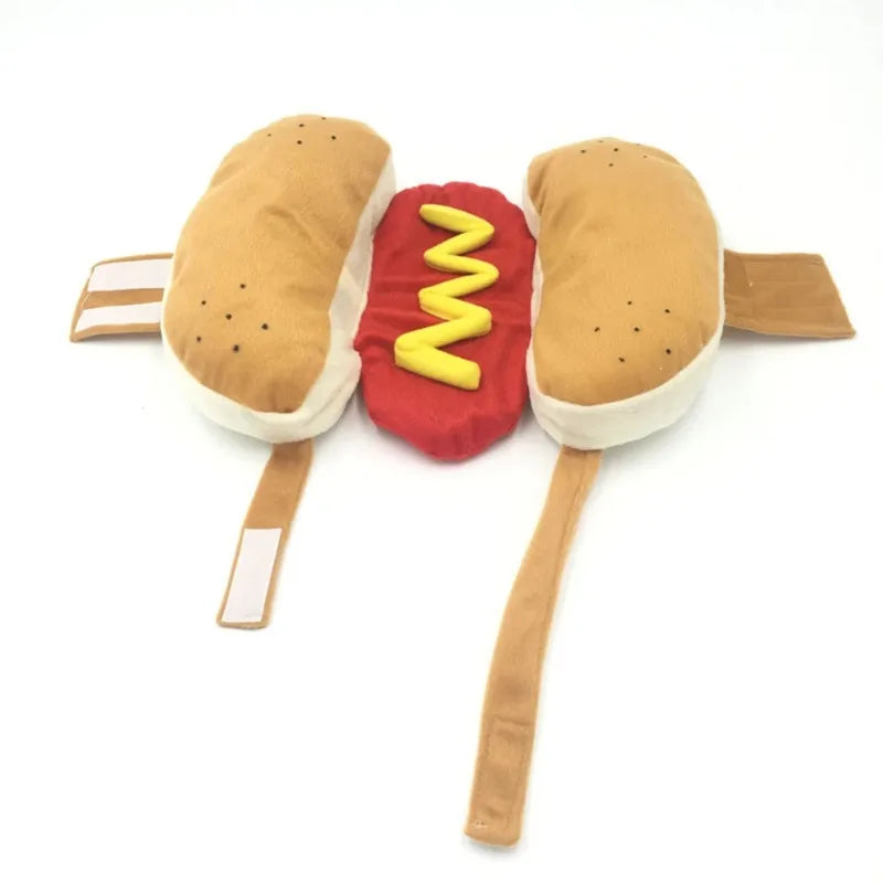 Dog Funny Halloween Costumes Hot Dog Shaped Dachshund Sausage Adjustable Clothes Pet Apparel Dressing up Cat Party Costume Suit